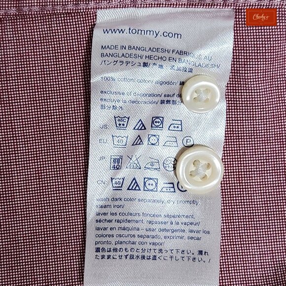Tommy Hilfiger Long Sleeve Red Button Down Shirt Classic Fit Sz XL(ID50) - Picture 5 of 5
